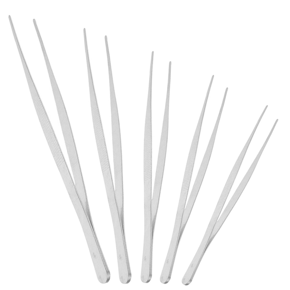 Feeding Tong Stainless - 5本セット、工業用修理用ピンセット、ステンレス製、園芸用クリップ、滑り止め加工、ティーカップ用ピンセット、金属製クリップ、クランプ、爬虫類用トング