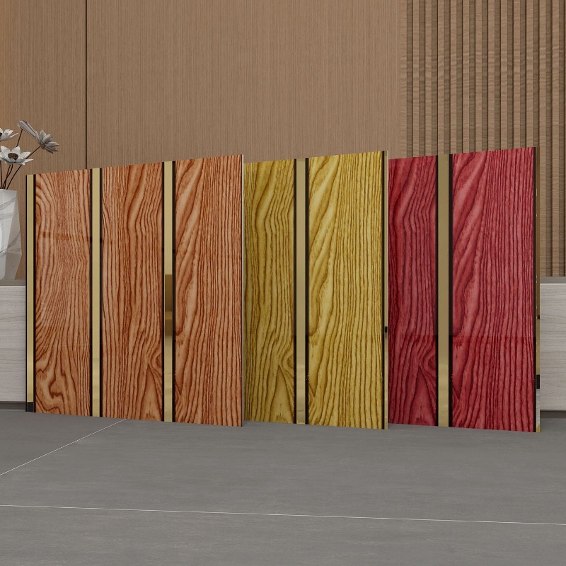 高級木目調ウォールパネル ゴールドトリム付き 自己粘着壁紙  - Pvc Panel Background のレビューと価格