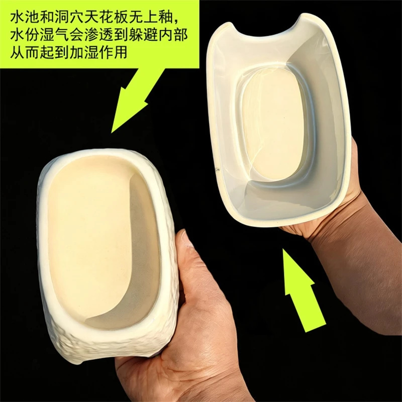 セラミック製のヒョウ柄の加湿隠れ家、ヤモリ、タランチュラ、ア - Hide Cave Ceramic のレビューと価格